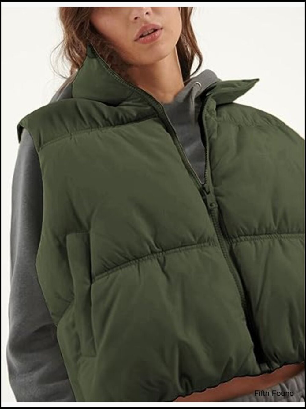Cropped Puffer Vest Zip Up Stand Collar Sleeveless Padded Vest - Picture 5 of 7